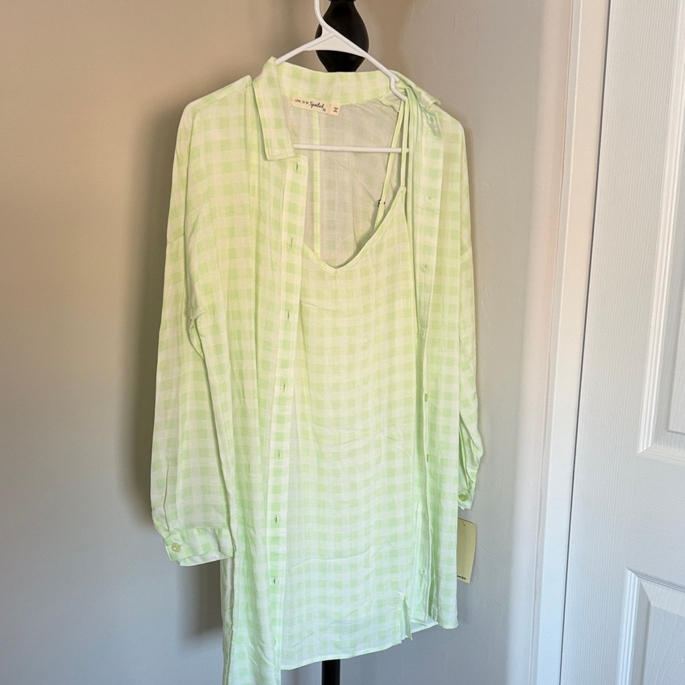 Splendid - Green Gingham shirt & tank 🆕